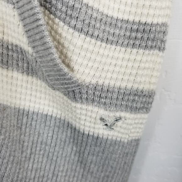 American Eagle Outfitters Waffle Knit Striped Cardigan Size L Large - Picture 7 of 8